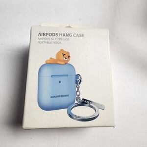 Airpods Hang Case Keychain Silicone Blue Portable Holder Hook Bear 687